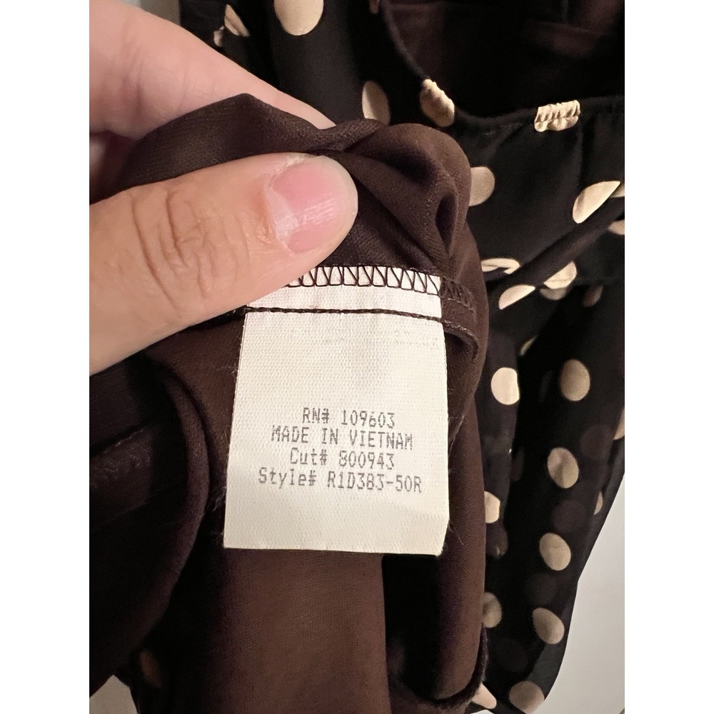Vtg Rabbit Rabbit Rabbit Designs Brown Cream Polka Dot Halter A-Line Dress Sz 14 - Picture 8 of 9